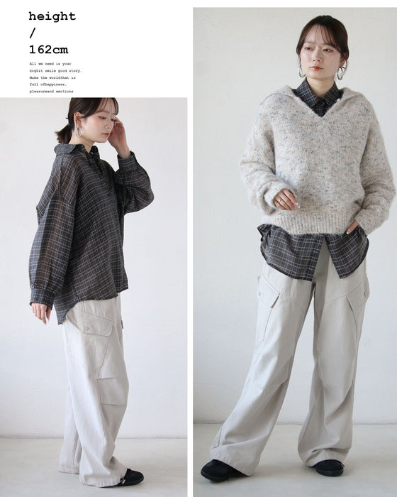 今っぽくこなれ見え グリッドチェック柄シアーシャツ