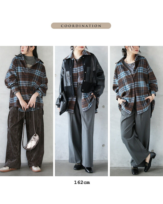 ブルー×ブラウンが映える今っぽ大人チェックシャツ