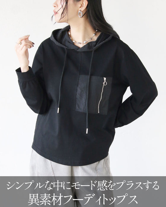 ジップが効いた、フーディトップス