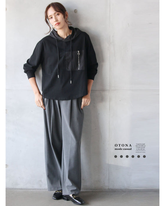 ジップが効いた、フーディトップス