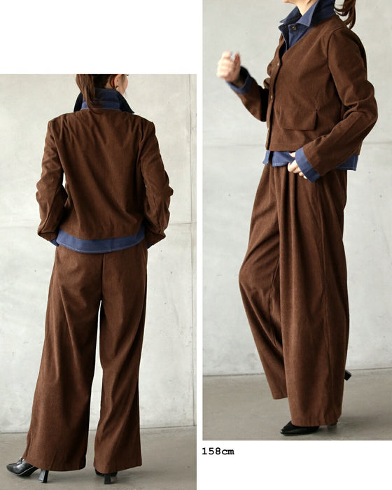 クラシカルに抜け感つくるレイヤードジャケットセットアップ