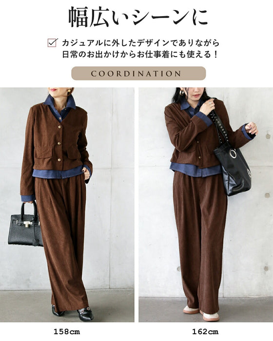 クラシカルに抜け感つくるレイヤードジャケットセットアップ