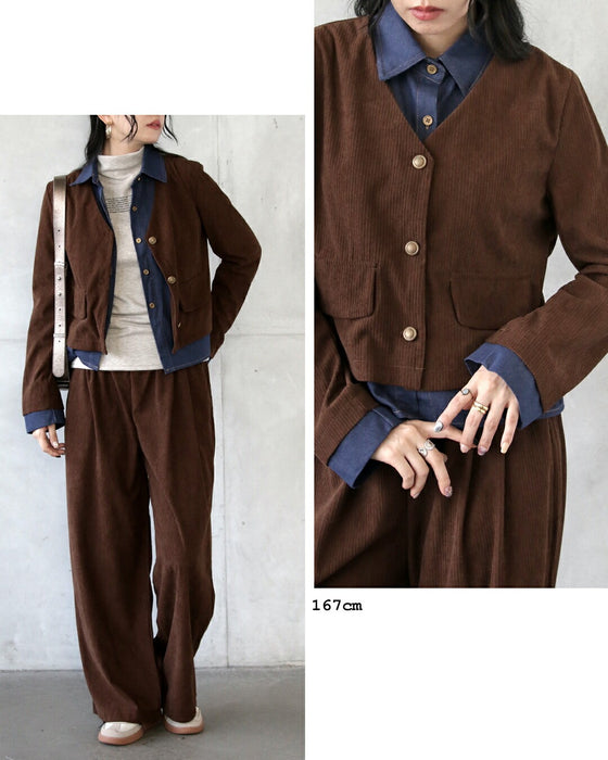 クラシカルに抜け感つくるレイヤードジャケットセットアップ