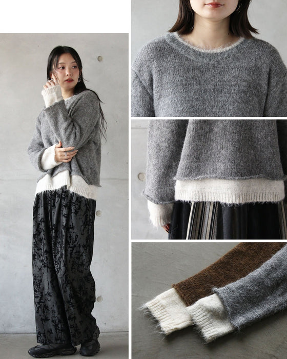 レイヤード見えが叶う、バイカラーニット