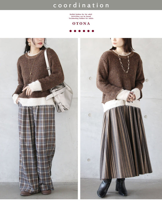 レイヤード見えが叶う、バイカラーニット