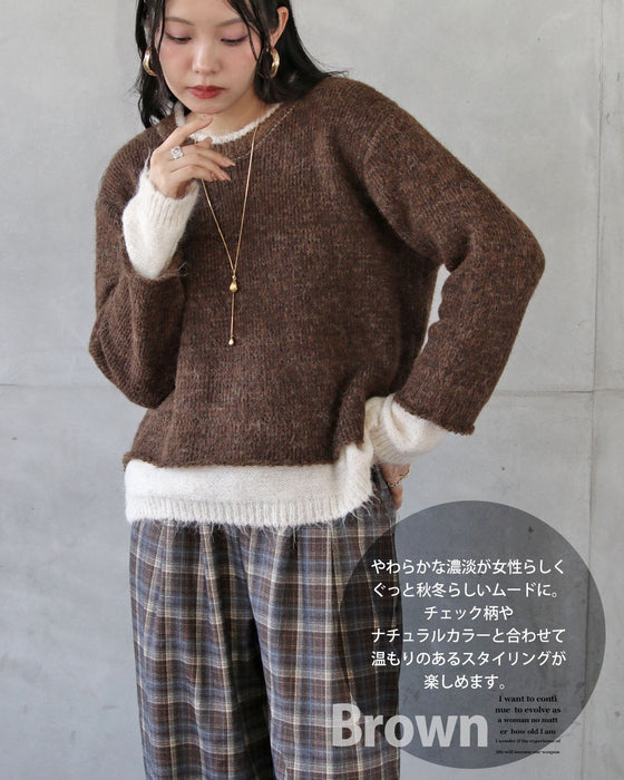 レイヤード見えが叶う、バイカラーニット