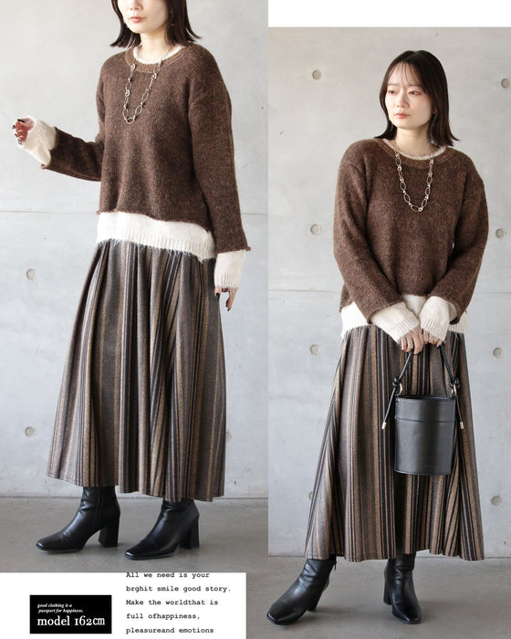 レイヤード見えが叶う、バイカラーニット