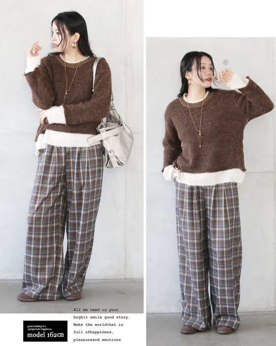 レイヤード見えが叶う、バイカラーニット