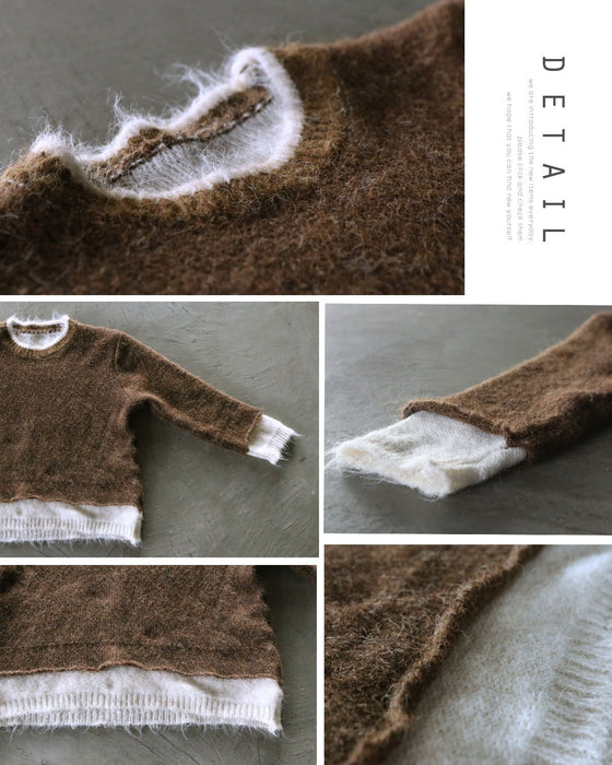 レイヤード見えが叶う、バイカラーニット