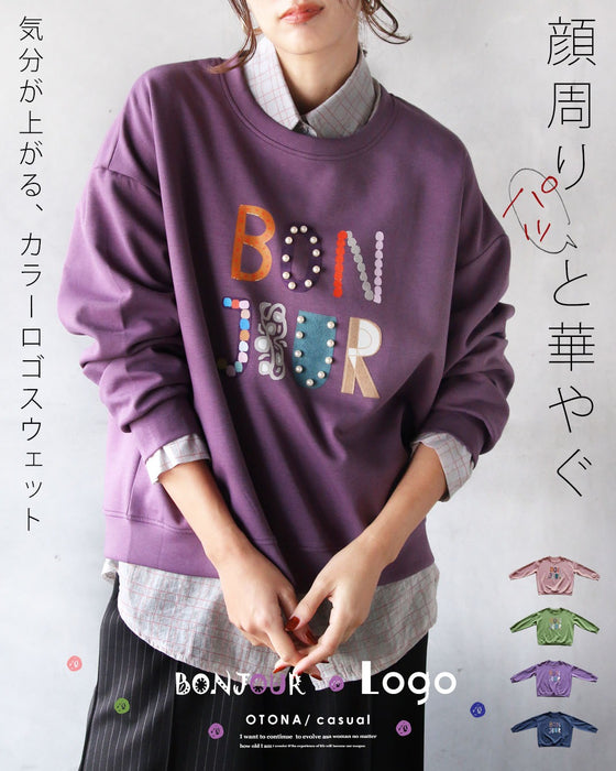 顔まわりパッと華やぐ 気分が上がる、カラーロゴスウェット
