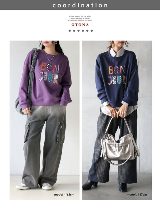 顔まわりパッと華やぐ 気分が上がる、カラーロゴスウェット