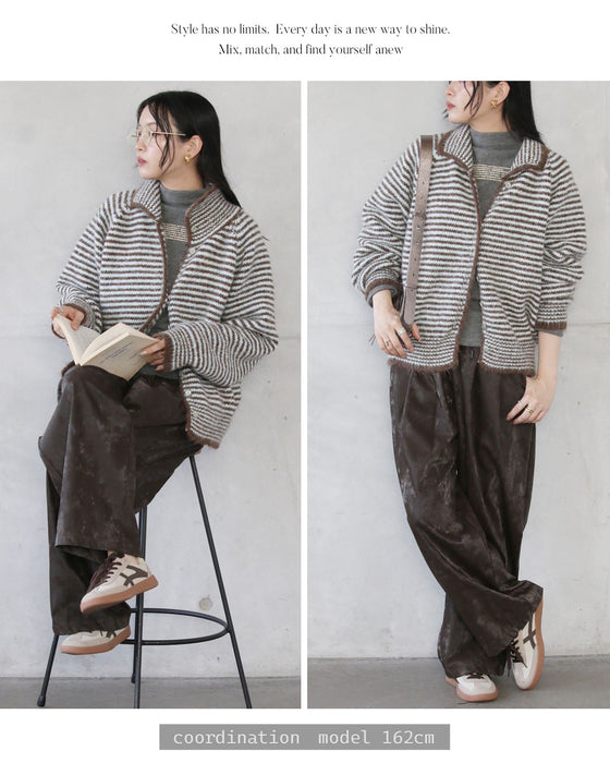 羽織りにもトップスにも使える コスパ最強のボーダーニットカーディガン