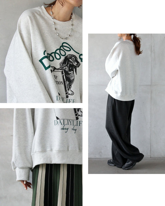 大人コーデにちょうどいい可愛さ 遊び心あるワンちゃんスウェット