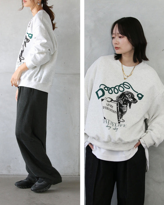 大人コーデにちょうどいい可愛さ 遊び心あるワンちゃんスウェット