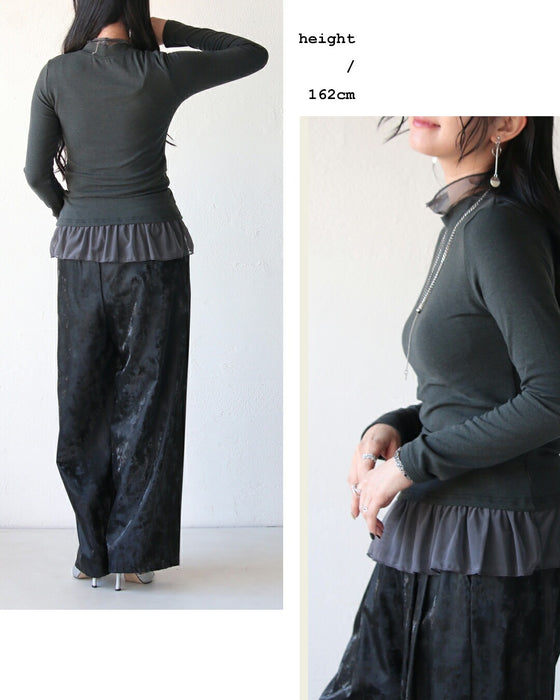 いつもの服に、透明感をひとさじ。シアー切替デザイントップス