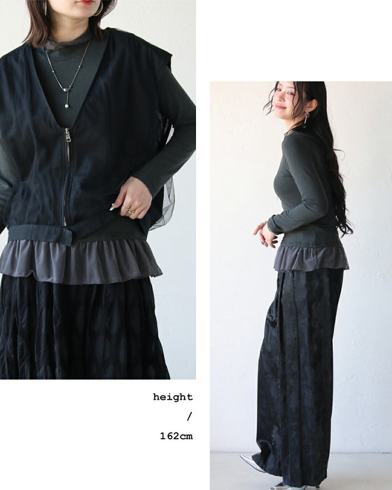 いつもの服に、透明感をひとさじ。シアー切替デザイントップス