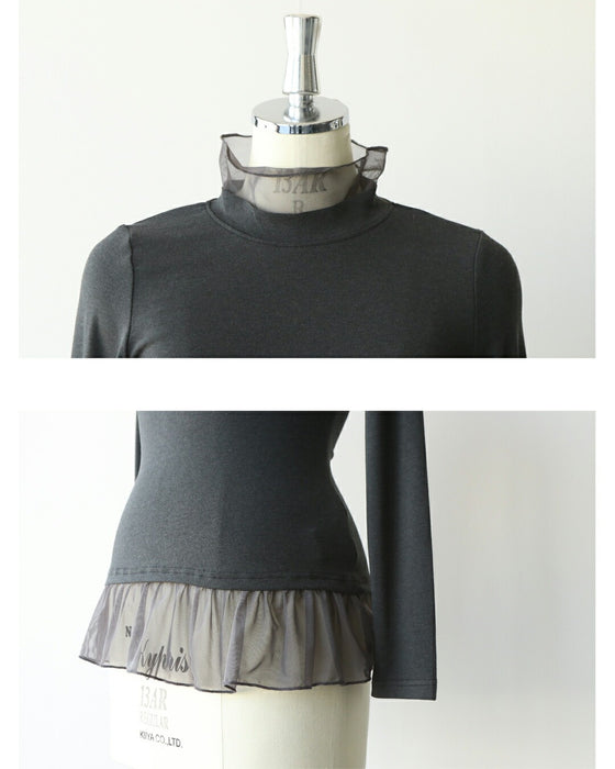 いつもの服に、透明感をひとさじ。シアー切替デザイントップス