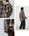 ゆるっと大人可愛い チェック柄ボアシャツアウター
