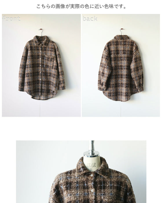 ゆるっと大人可愛い チェック柄ボアシャツアウター