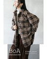 ゆるっと大人可愛い チェック柄ボアシャツアウター