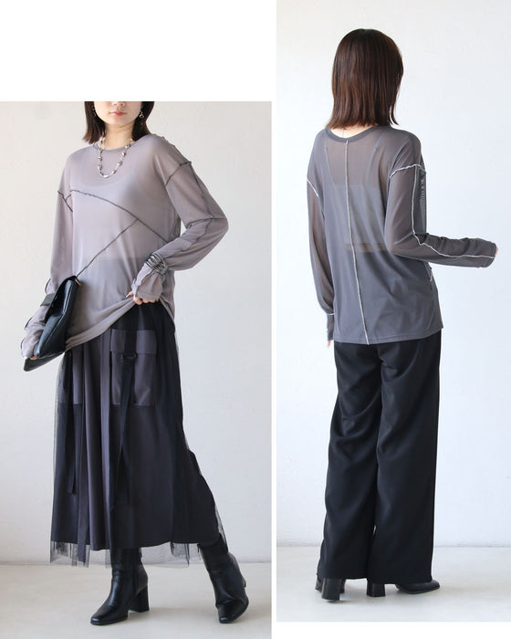 変形縫製が映える、大人のシアートップス