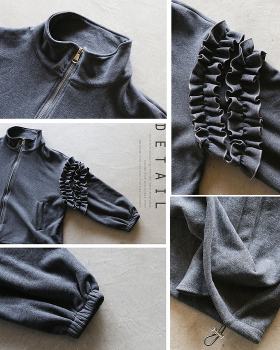 モードに大人可愛い軽やかフリル袖アウター