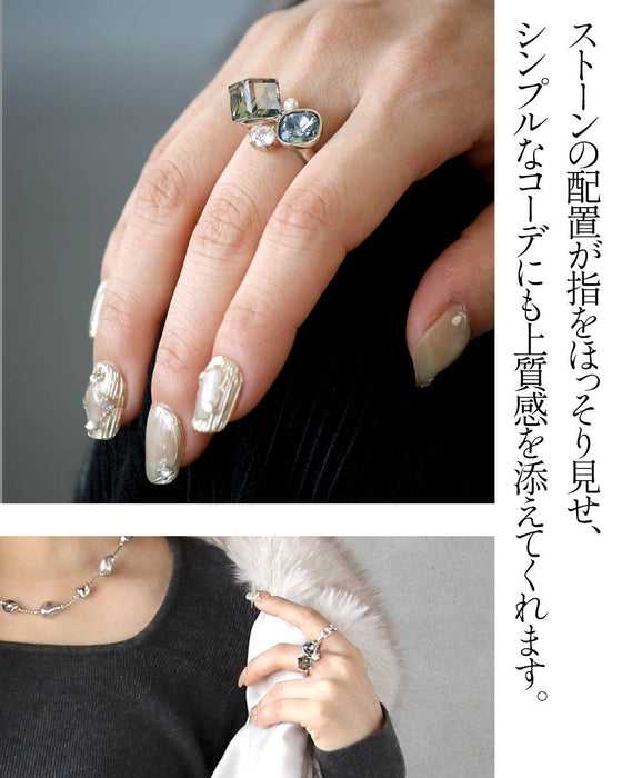 透明感のある煌めき。手元を品よく彩る、ビジューリング