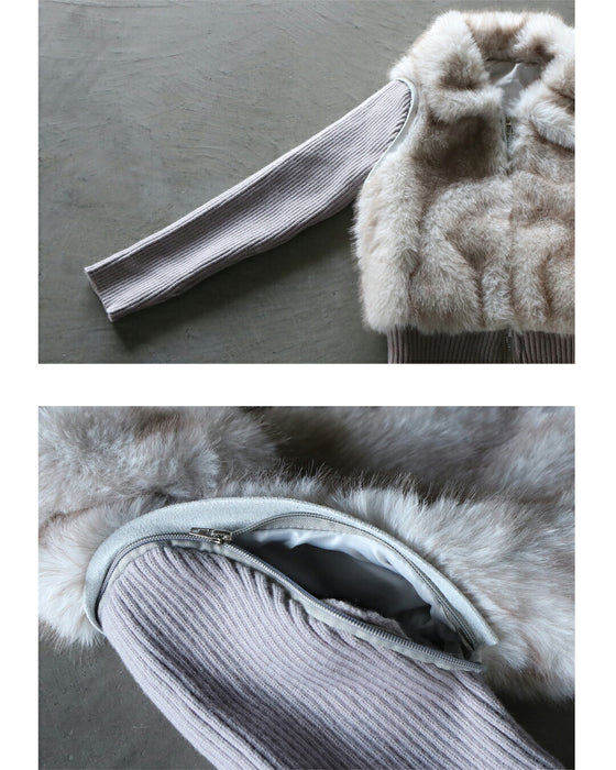 品のある華やぎを。ブルゾンにもベストにも。 気楽に袖が外せる2wayファーニットアウター