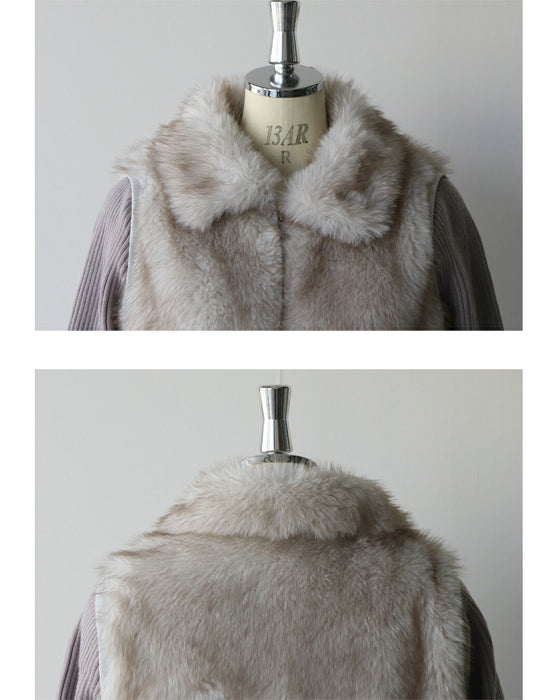 品のある華やぎを。ブルゾンにもベストにも。 気楽に袖が外せる2wayファーニットアウター