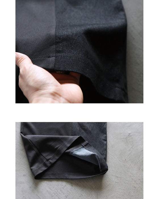 ラクに大人モード感。異素材ワイドパンツ