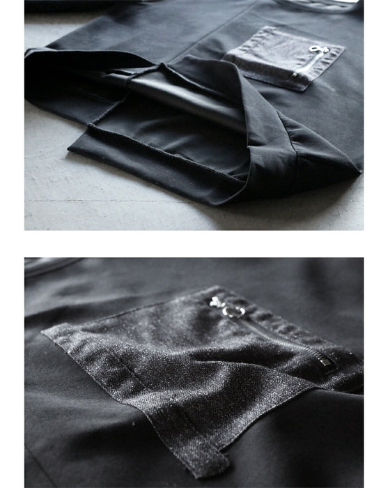 異素材ラインが効いたモードジッパートップス