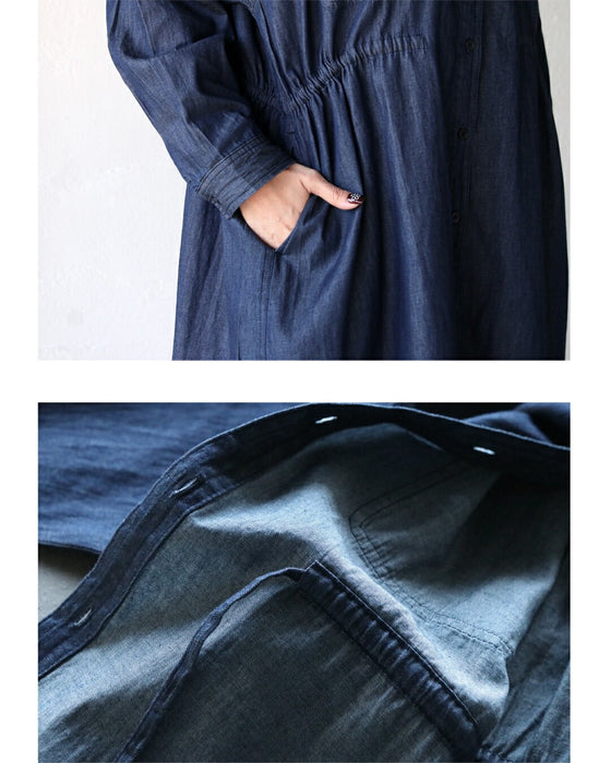 ゆるっとも、きゅっともシルエット自在ロングダンガリーシャツ