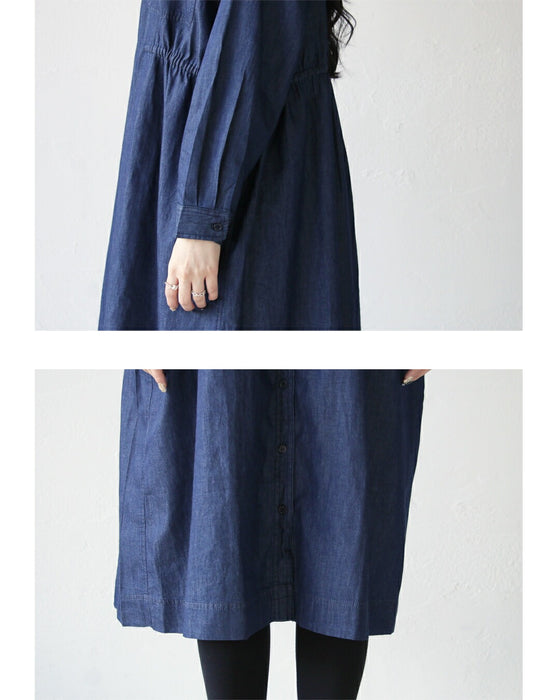 ゆるっとも、きゅっともシルエット自在ロングダンガリーシャツ