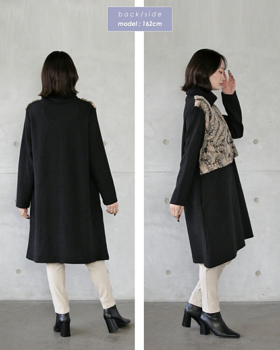 1枚で映える。品ある大人のニュアンスファー 異素材ドッキングワンピ