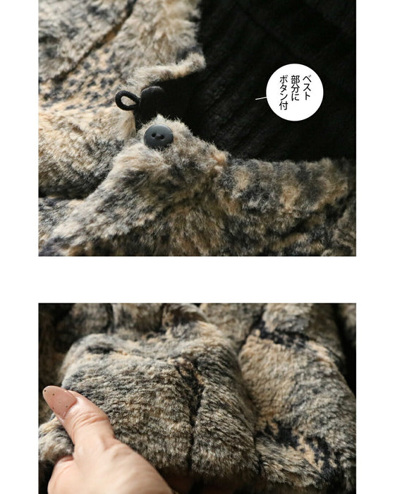 1枚で映える。品ある大人のニュアンスファー 異素材ドッキングワンピ