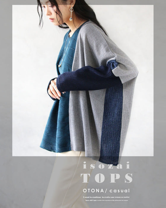 ゆるシャレ。 異素材切替ゆったりトップス