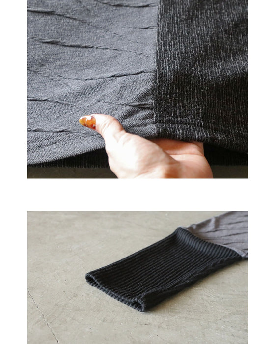 ゆるシャレ 異素材切替ゆったりトップス