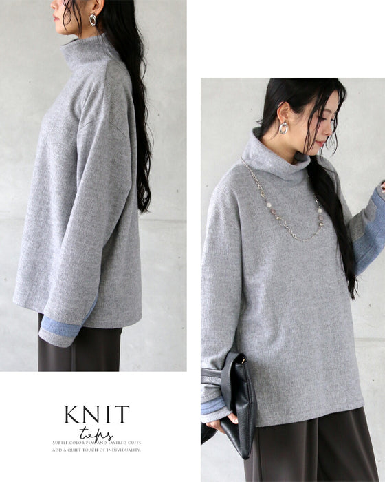 空気のように纏える極上タッチの配色ニットトップス