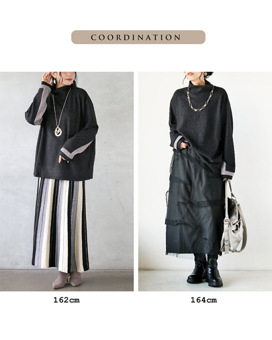 空気のように纏える極上タッチの配色ニットトップス