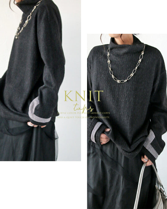 空気のように纏える極上タッチの配色ニットトップス