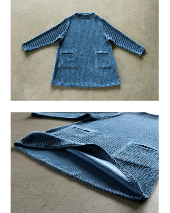 ニュアンス配色が映えるスモーキーベロアチュニックトップス