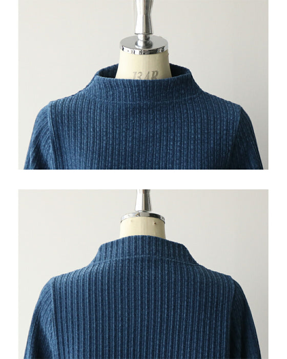 ニュアンス配色が映えるスモーキーベロアチュニックトップス