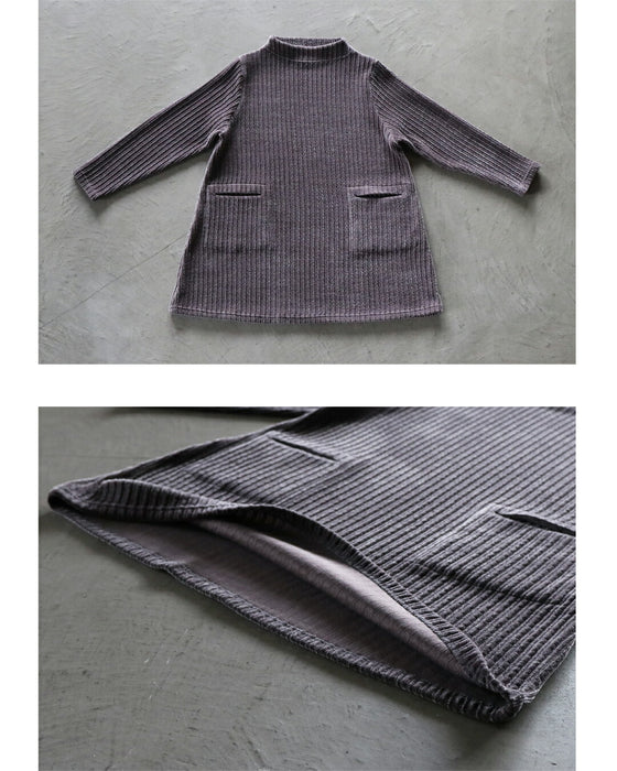 ニュアンス配色が映えるスモーキーベロアチュニックトップス