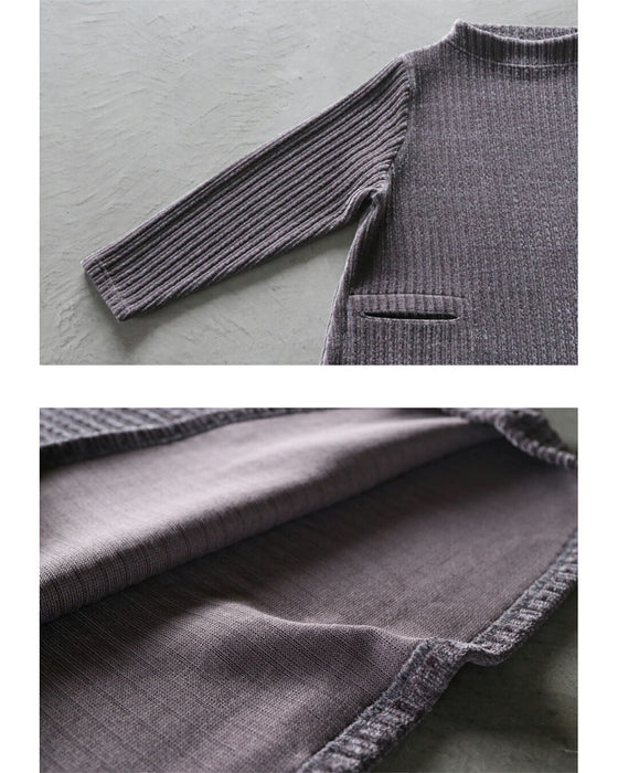 ニュアンス配色が映えるスモーキーベロアチュニックトップス