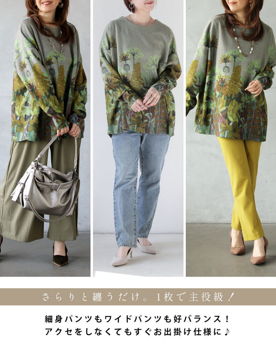 絵画をまとう 日常に溶け込む、上品花トップス