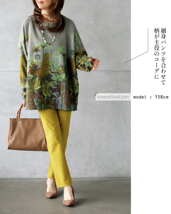 絵画をまとう 日常に溶け込む、上品花トップス