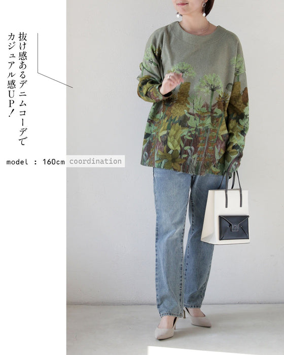 絵画をまとう 日常に溶け込む、上品花トップス