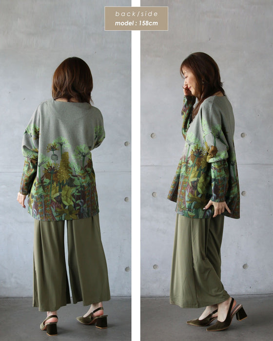 絵画をまとう 日常に溶け込む、上品花トップス