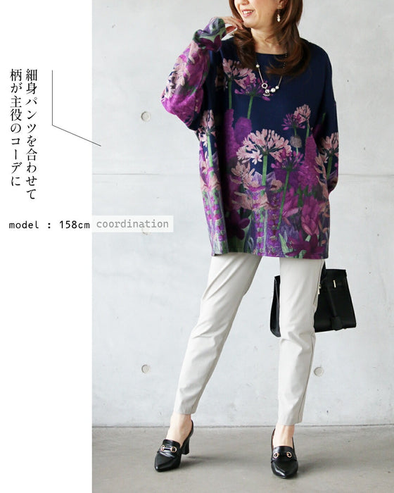 絵画をまとう 日常に溶け込む、上品花トップス