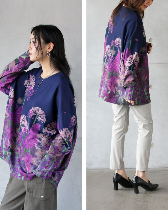 絵画をまとう 日常に溶け込む、上品花トップス